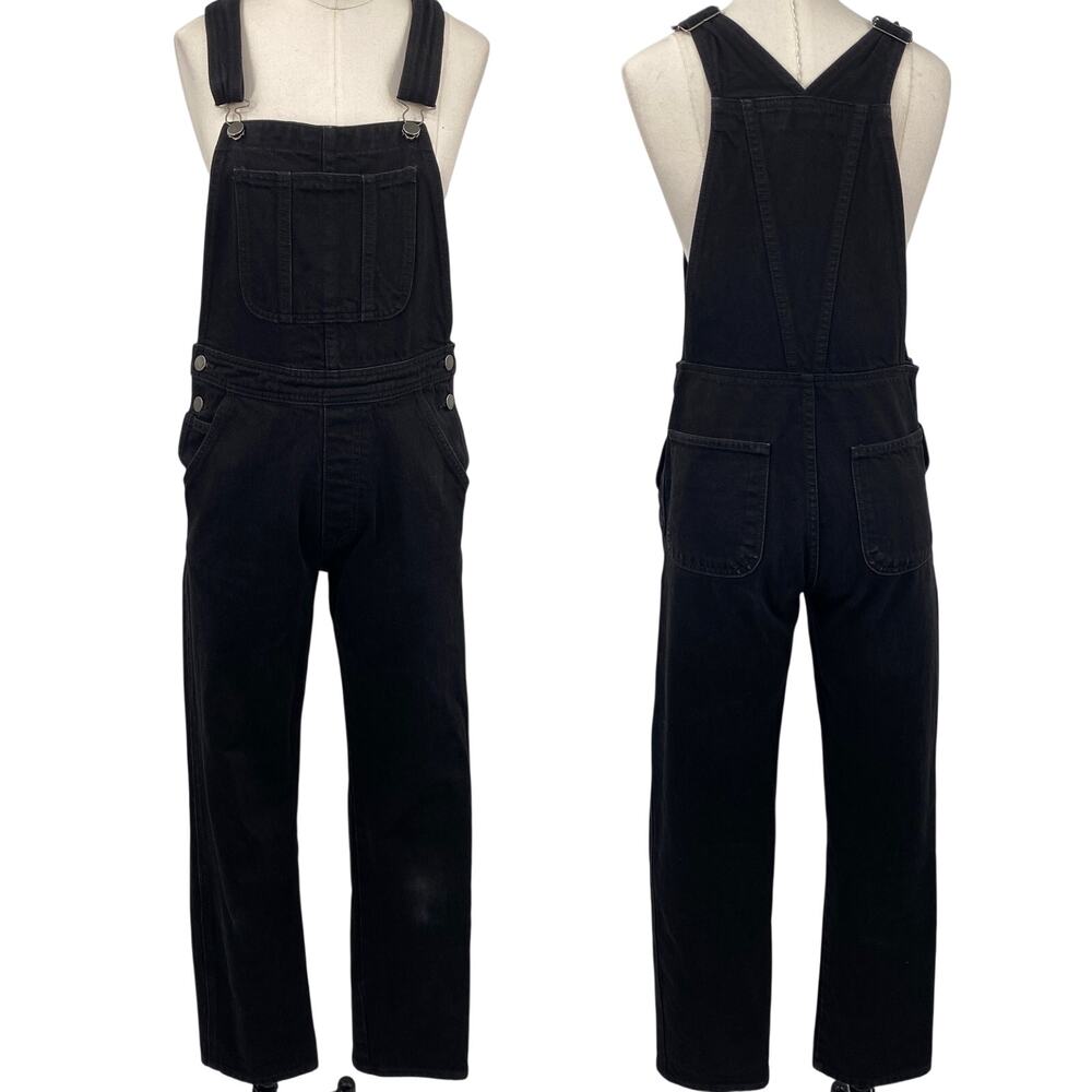 Vintage Y2k American Apparel Overall Bibs Black Denim Straight Leg Rigid Cotton